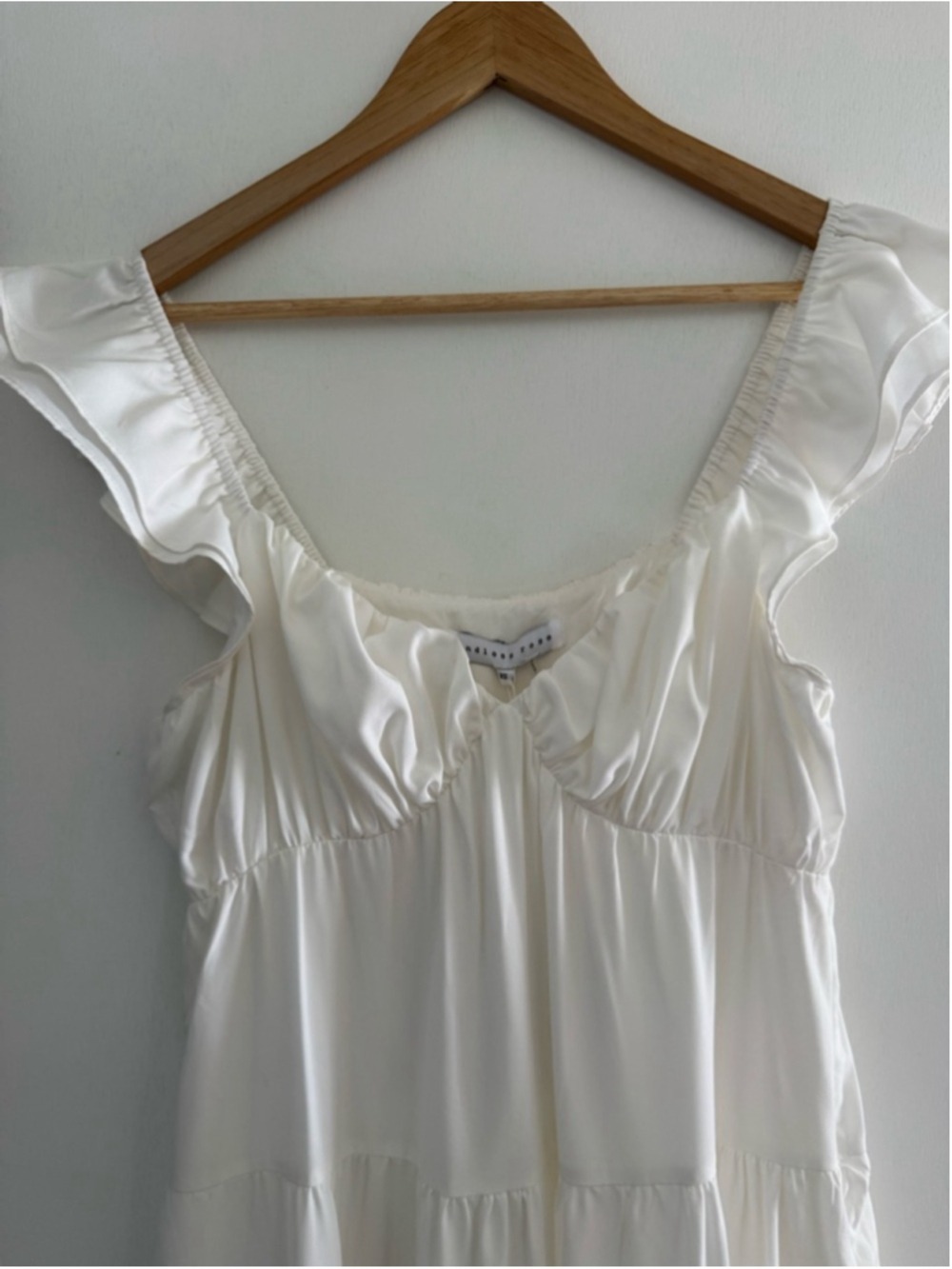 White Cottagecore Milkmaid Midi Dress Ruffle Tiered Romantic NWT XS - Picture 4 of 11